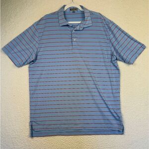 Peter Millar Polo Shirt Mens Red Blue Summer Comfort Golf No Course Logo Size XL